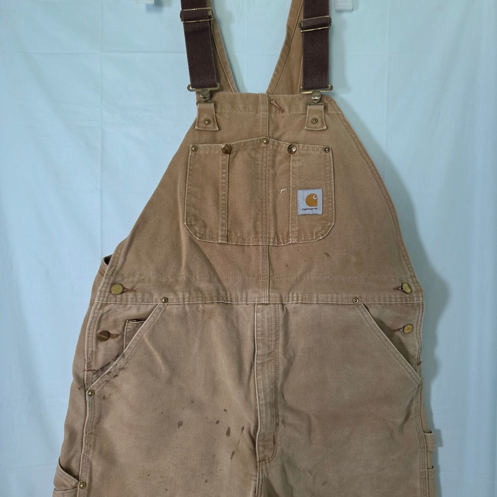 Carhartt R01 BRN Duck Bib Overalls Mens 40x32‎ Brown Cotton Workwear Pants